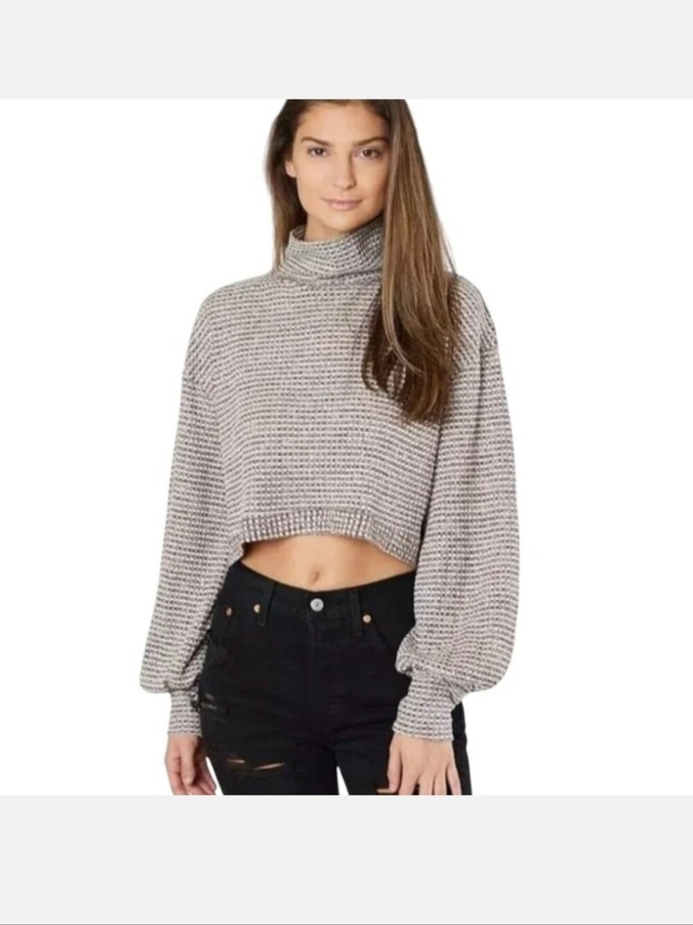 Free People Cropped Turtleneck Sweater